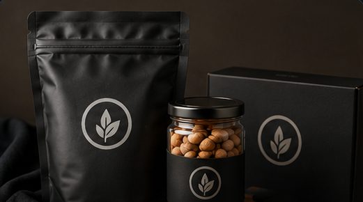 Food and gourmet items in branded packaging