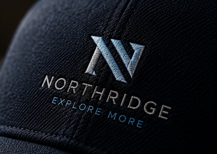 Close-up of an embroidered logo on a premium branded cap