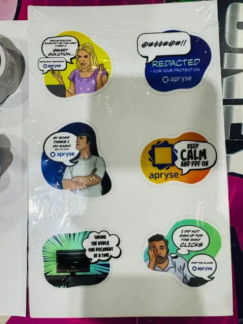 Apryse custom sticker sheets with colourful illustrated designs