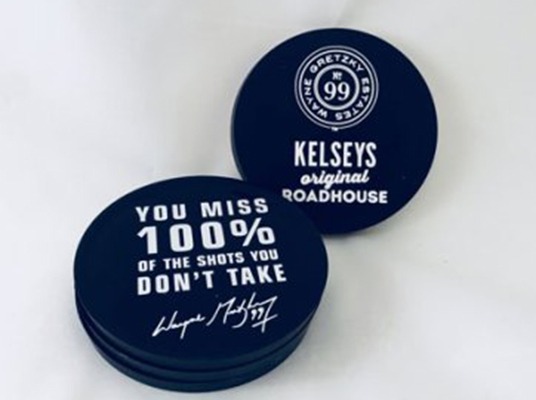 Hockey puck coasters