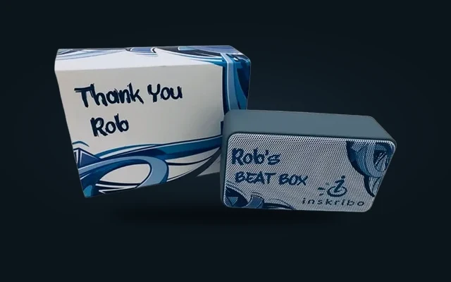 Personalized Bluetooth speaker in custom packaging