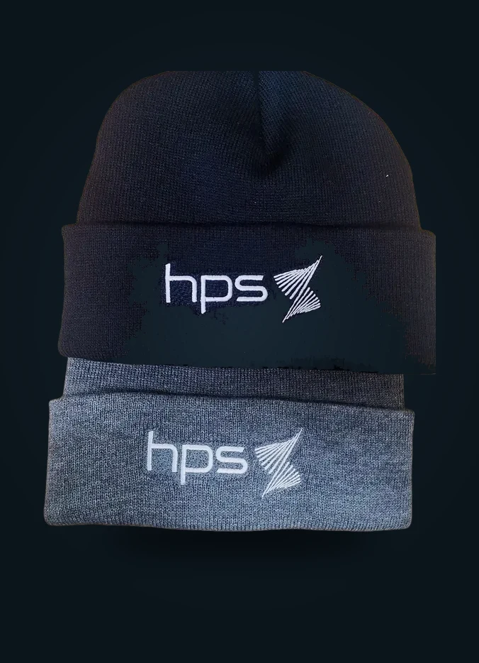 Black and grey HPS embroidered knit toques