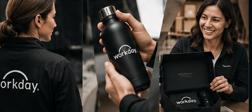 People wearing premium branded apparel and opening a branded gift box in real moments